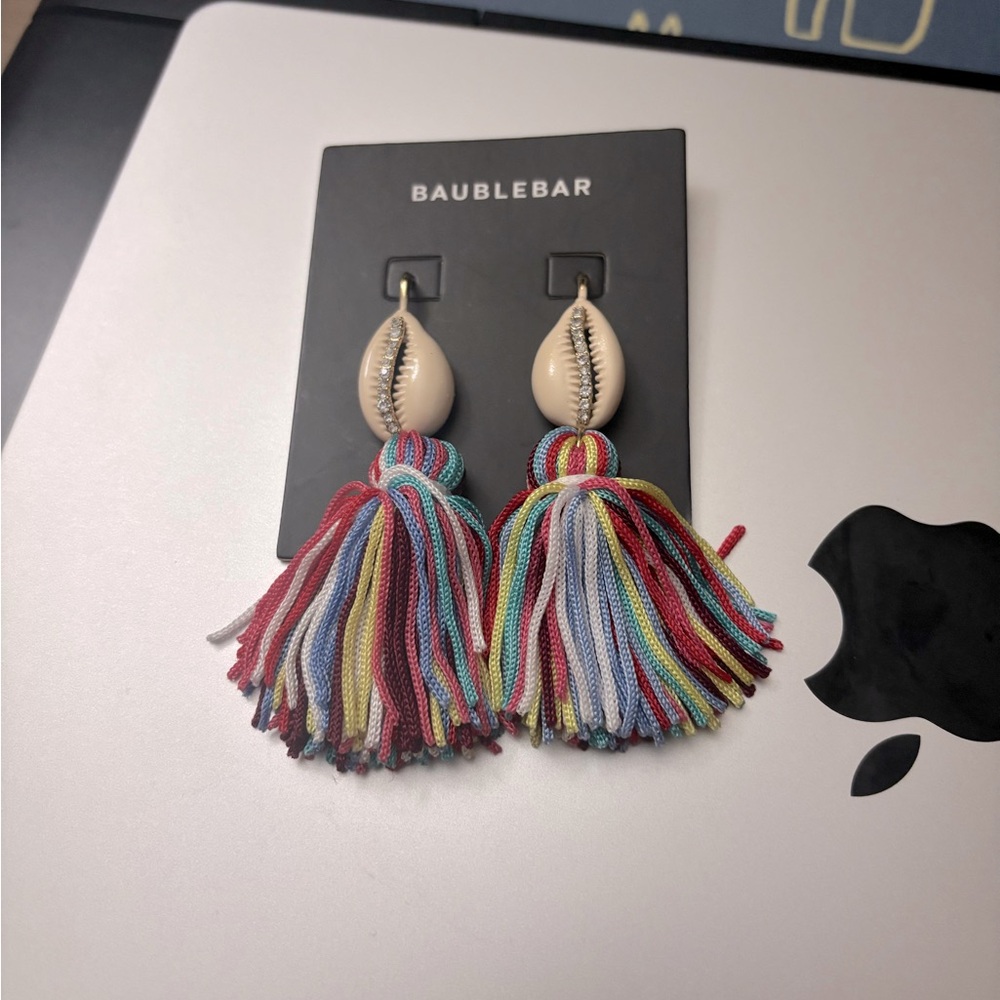 BaubleBar Multicolor Shell Tassel Drop Earrings
